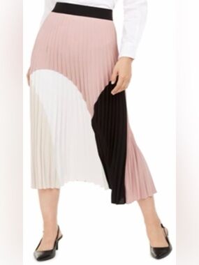 Alfani Elegant Pleated Colorblock Skirt